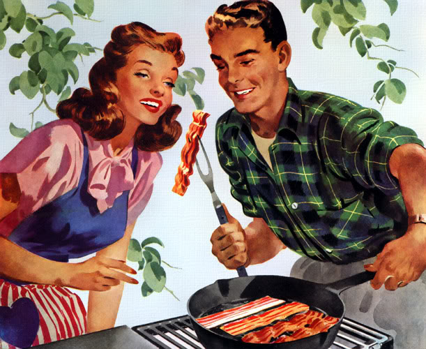 Pareja haciendo asadito